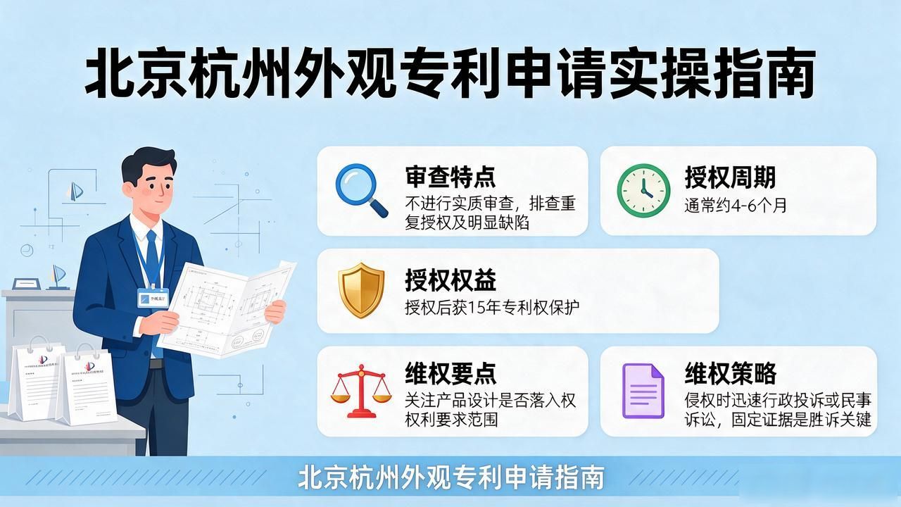 北京杭州外观专利申请流程及代理选择实操指南